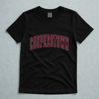 Cooperstown New York Souvenir College Style Red Text T-Shirt