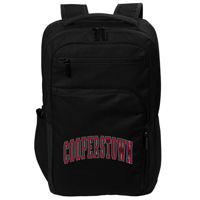 Cooperstown New York Souvenir College Style Red Text Impact Tech Backpack