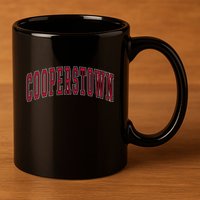 Cooperstown New York Souvenir College Style Red Text 11oz C Handle Ceramic Mug