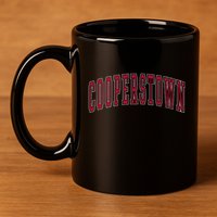 Cooperstown New York Souvenir College Style Red Text 11oz C Handle Ceramic Mug