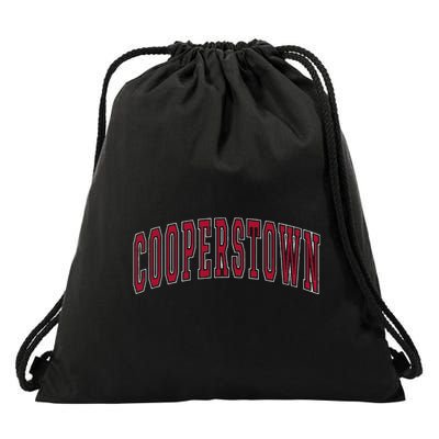 Cooperstown New York Souvenir College Style Red Text Drawstring Bag