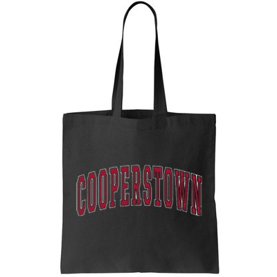 Cooperstown New York Souvenir College Style Red Text Tote Bag