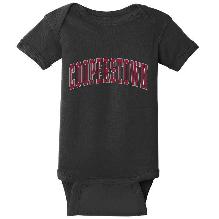 Cooperstown New York Souvenir College Style Red Text Baby Bodysuit