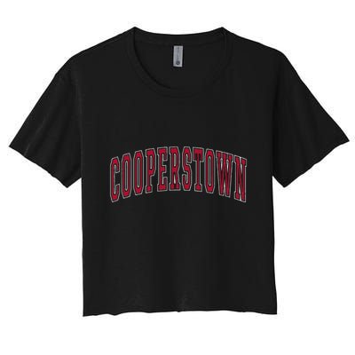 Cooperstown New York Souvenir College Style Red Text Women's Crop Top Tee