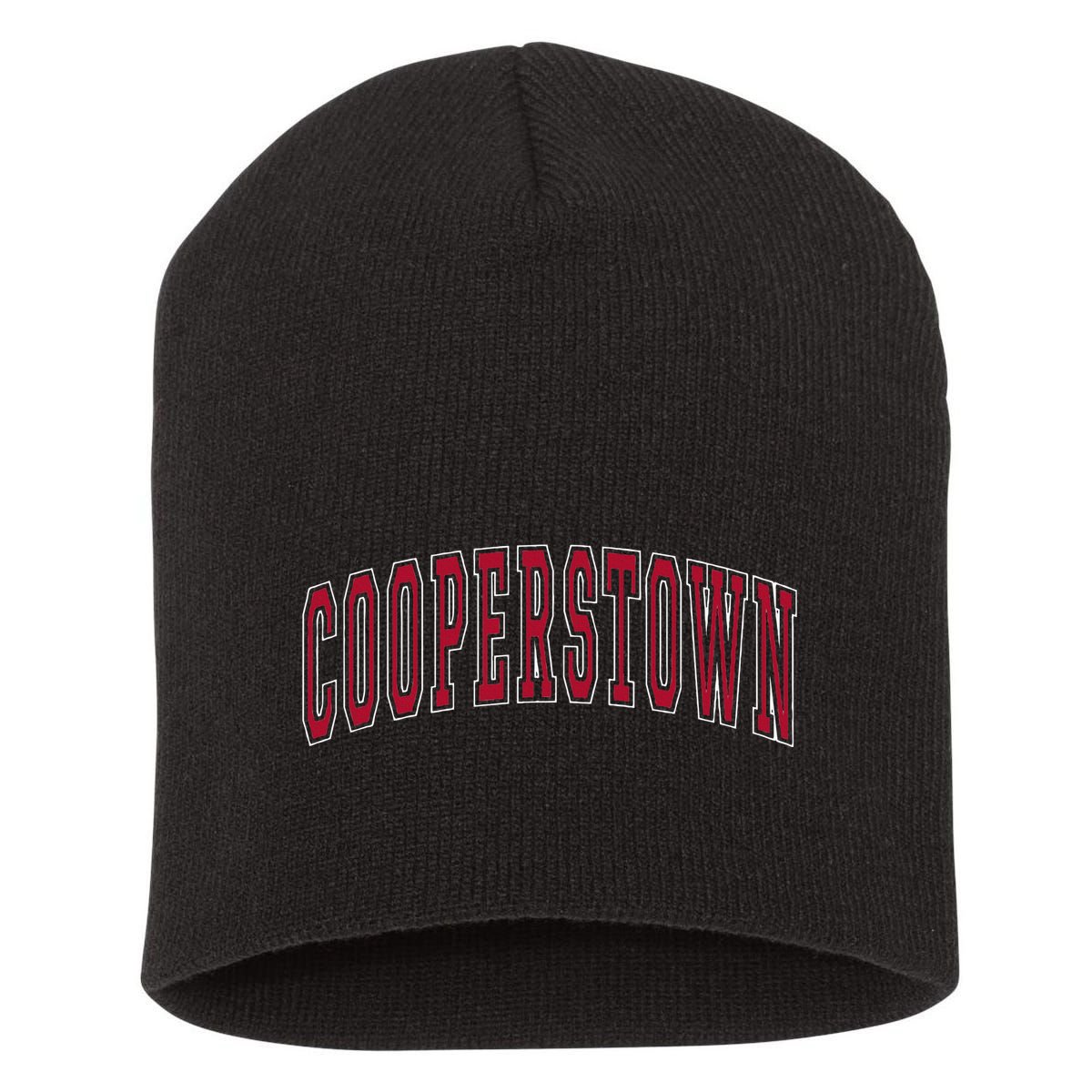 Cooperstown New York Souvenir College Style Red Text Short Acrylic Beanie