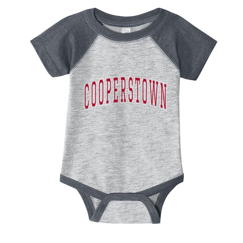 Cooperstown New York Souvenir College Style Red Text Infant Baby Jersey Bodysuit