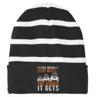 Cooperstown New York Vintage Text Amber Print Striped Beanie with Solid Band