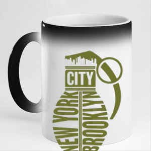 Cool New York City Brooklyn Grenade Design 11oz Black Color Changing Mug