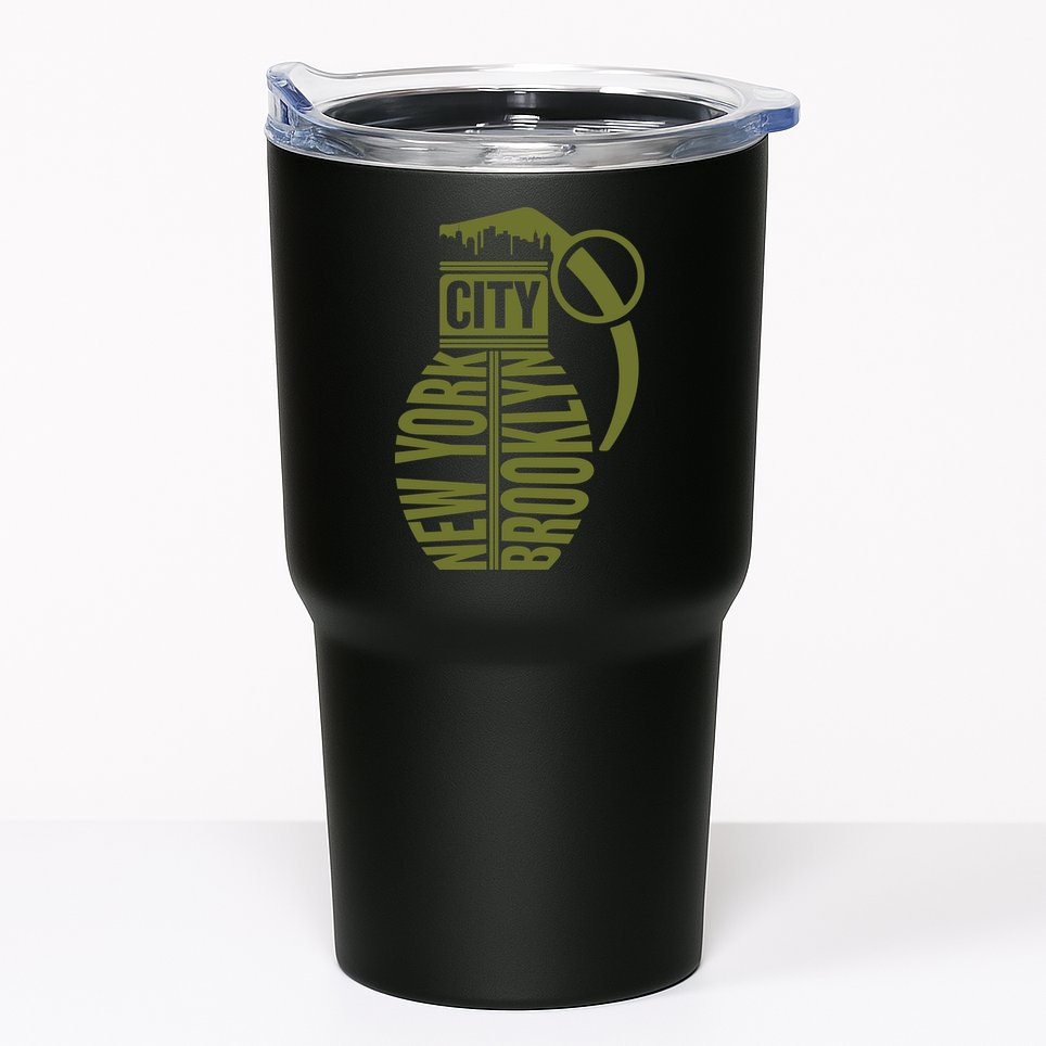 Cool New York City Brooklyn Grenade Design Tumbler