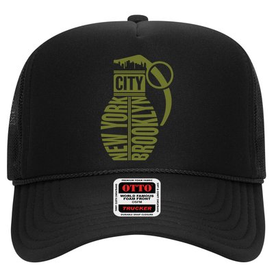 Cool New York City Brooklyn Grenade Design Trucker Hat