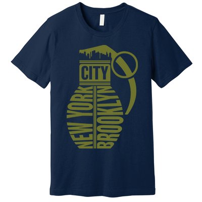 Cool New York City Brooklyn Grenade Design Premium T-Shirt