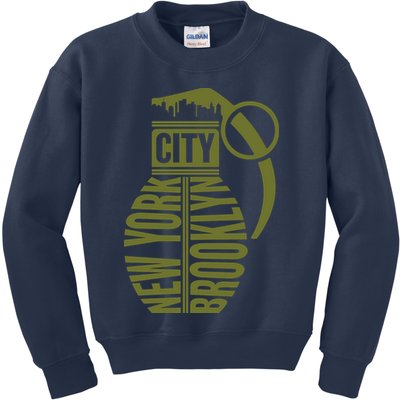 Cool New York City Brooklyn Grenade Design Kids Sweatshirt