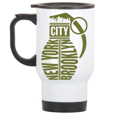 Cool New York City Brooklyn Grenade Design Stainless Steel Travel Mug