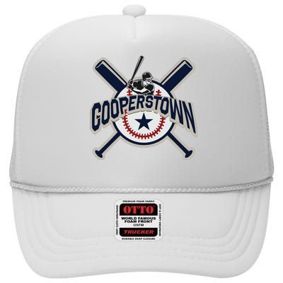 Cooperstown New York Baseball Game Family Vacation High Crown Mesh Back Trucker Hat