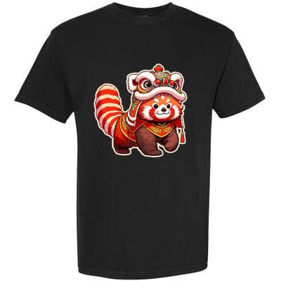 Chinese New Year Red Panda Lion Dance Lunar New Year 2024 Garment-Dyed Heavyweight T-Shirt