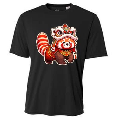 Chinese New Year Red Panda Lion Dance Lunar New Year 2024 Cooling Performance Crew T-Shirt