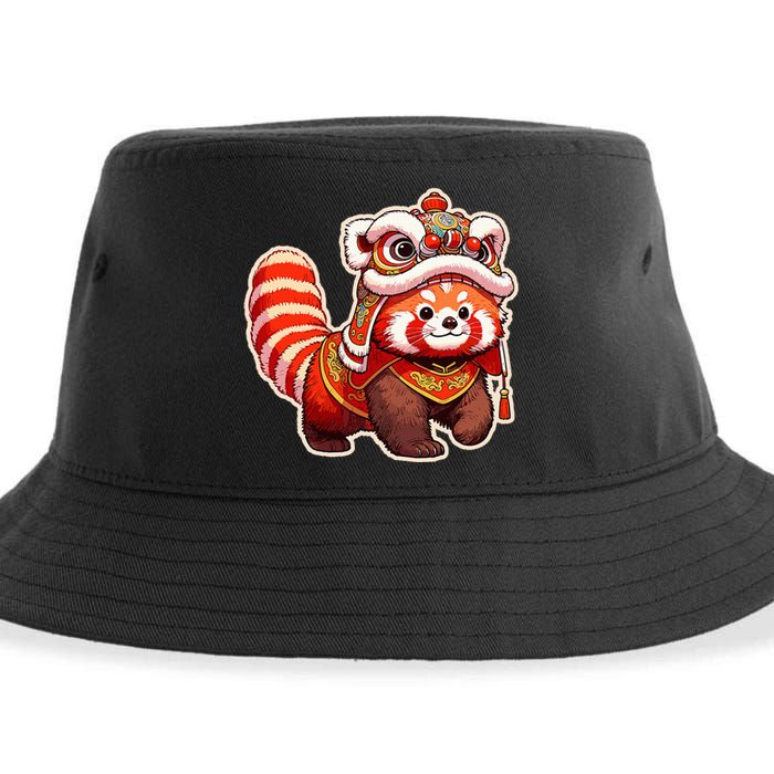 Chinese New Year Red Panda Lion Dance Lunar New Year 2024 Sustainable Bucket Hat