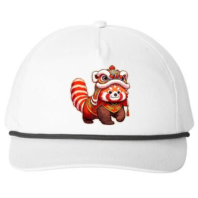 Chinese New Year Red Panda Lion Dance Lunar New Year 2024 Snapback Five-Panel Rope Hat