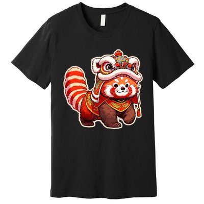 Chinese New Year Red Panda Lion Dance Lunar New Year 2024 Premium T-Shirt