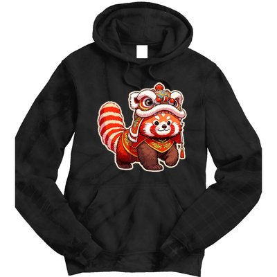 Chinese New Year Red Panda Lion Dance Lunar New Year 2024 Tie Dye Hoodie