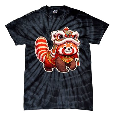 Chinese New Year Red Panda Lion Dance Lunar New Year 2024 Tie-Dye T-Shirt