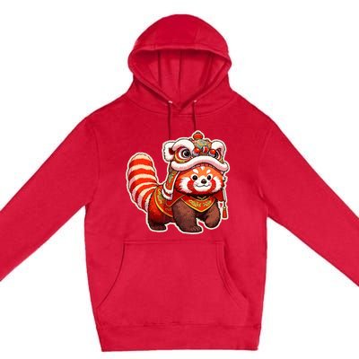 Chinese New Year Red Panda Lion Dance Lunar New Year 2024 Premium Pullover Hoodie