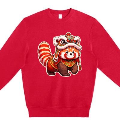 Chinese New Year Red Panda Lion Dance Lunar New Year 2024 Premium Crewneck Sweatshirt