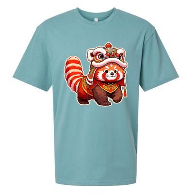 Chinese New Year Red Panda Lion Dance Lunar New Year 2024 Sueded Cloud Jersey T-Shirt