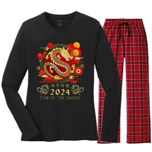 Chinese New Year 2024 Year Of The Dragon Happy New Year 2024 Women's Long Sleeve Flannel Pajama Set 