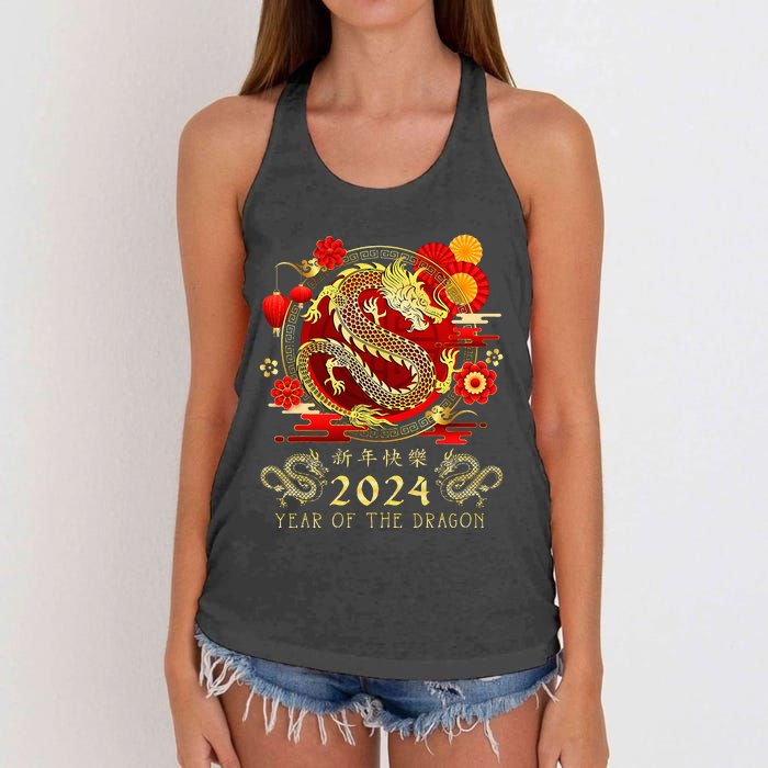 Chinese New Year 2024 Year Of The Dragon Happy New Year 2024 Women's Knotted Racerback Tank