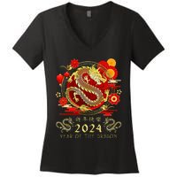 Chinese New Year 2024 Year Of The Dragon Happy New Year 2024 Women's V-Neck T-Shirt