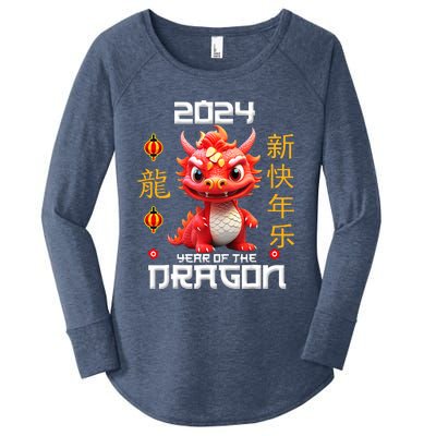 Chinese New Year Red Dragon Year Of The Dragon 2024 Women's Perfect Tri Tunic Long Sleeve Shirt