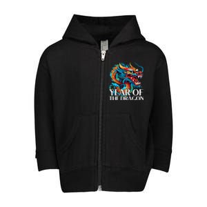 Chinese New Year Zodiac Year Of The Wood Dragon 2024 Toddler Zip Fleece Hoodie