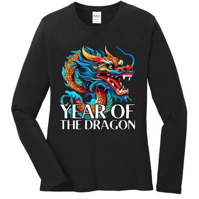 Chinese New Year Zodiac Year Of The Wood Dragon 2024 Ladies Long Sleeve Shirt