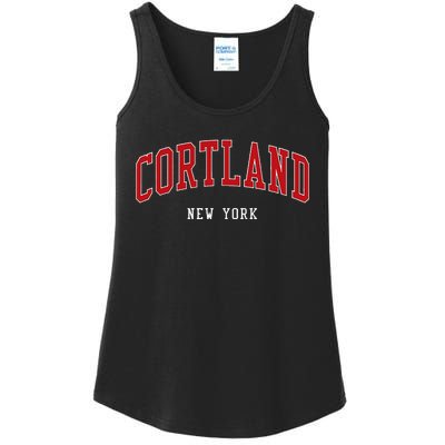 Cortland New York Varsity Sports Style Ladies Essential Tank