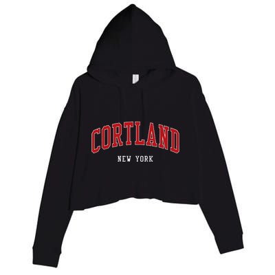 Cortland New York Varsity Sports Style Crop Fleece Hoodie