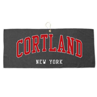 Cortland New York Varsity Sports Style Large Microfiber Waffle Golf Towel