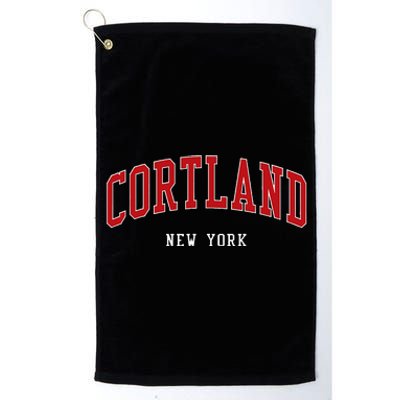 Cortland New York Varsity Sports Style Platinum Collection Golf Towel