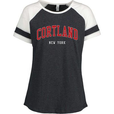 Cortland New York Varsity Sports Style Enza Ladies Jersey Colorblock Tee