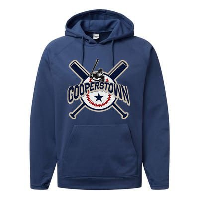 Cooperstown New York Baseball Game Family Vacation Performance Fleece Hoodie