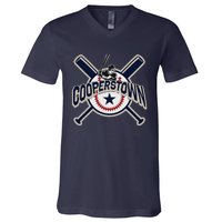 Cooperstown New York Baseball Game Family Vacation V-Neck T-Shirt