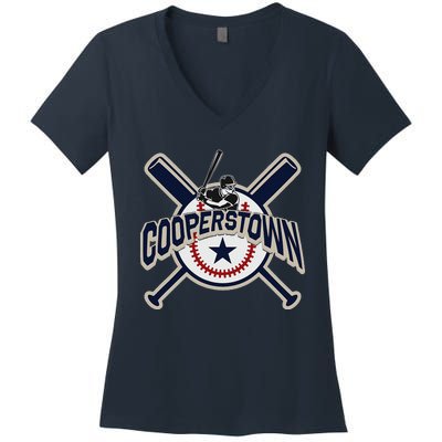 Cooperstown New York Baseball Game Family Vacation Women's V-Neck T-Shirt