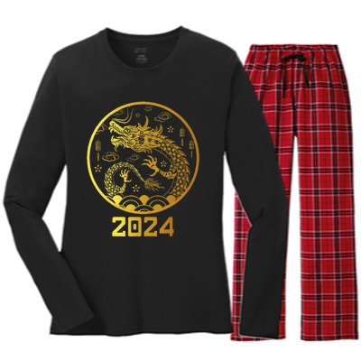 Chinese New Year 2024 Year Of The Dragon Women's Long Sleeve Flannel Pajama Set 