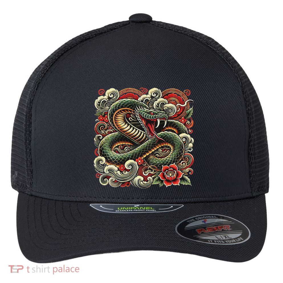 Chinese New Year 2025 Year Of The Snake Flexfit Unipanel Trucker Cap
