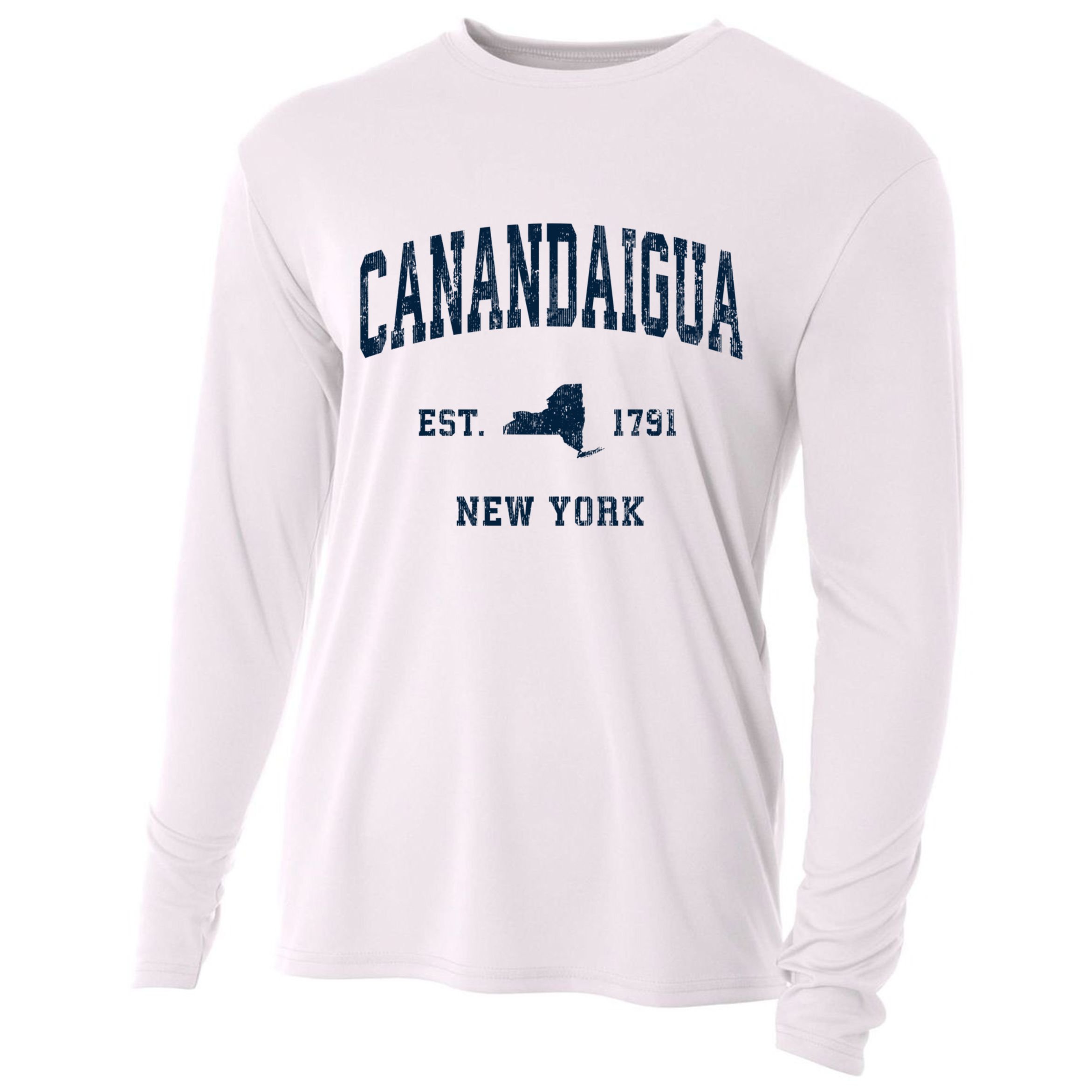 Canandaigua New York Ny Vintage Athletic Cooling Performance Long Sleeve Crew