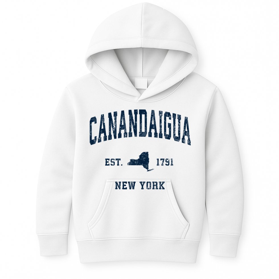 Canandaigua New York Ny Vintage Athletic Kids Hoodie