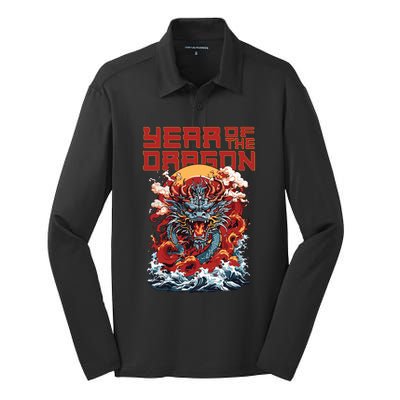 Chinese New Year 2024 Year Of The Dragon Lunar New Year 2024 Silk Touch Performance Long Sleeve Polo