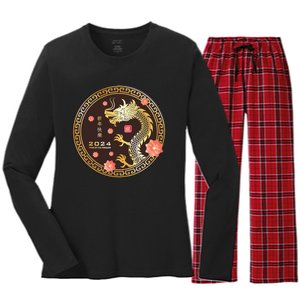 Chinese New Year 2024 Year Of The Dragon Lunar New Year 2024 Women's Long Sleeve Flannel Pajama Set 