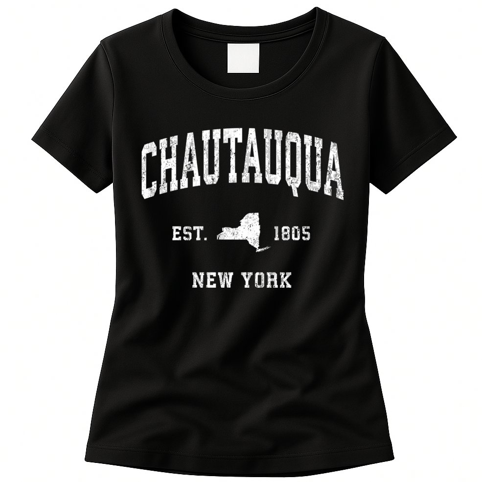 Chautauqua New York Ny Vintage Athletic Sports Design Established Womens T-Shirt