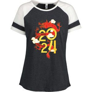 Chinese New Year 2024 Year Of The Dragon Lunar New Year 2024 Enza Ladies Jersey Colorblock Tee